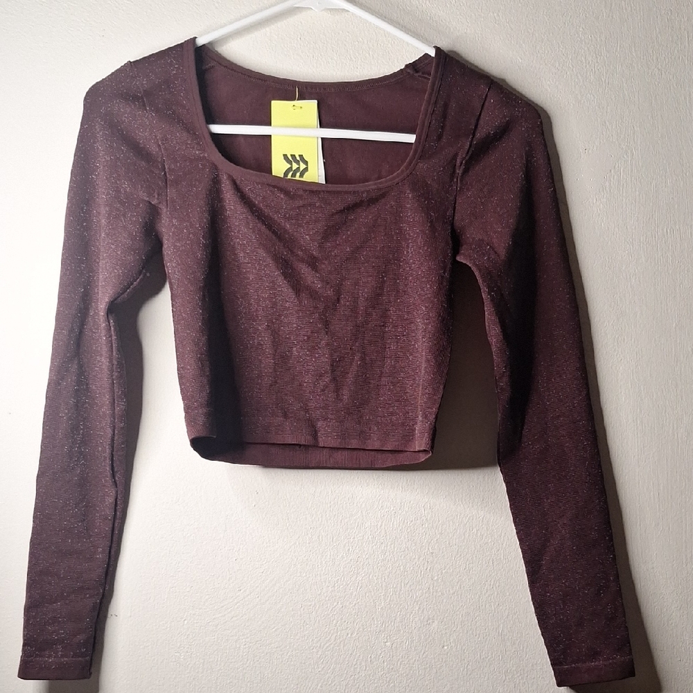 All in Motion Red Fitted Crop Blouse